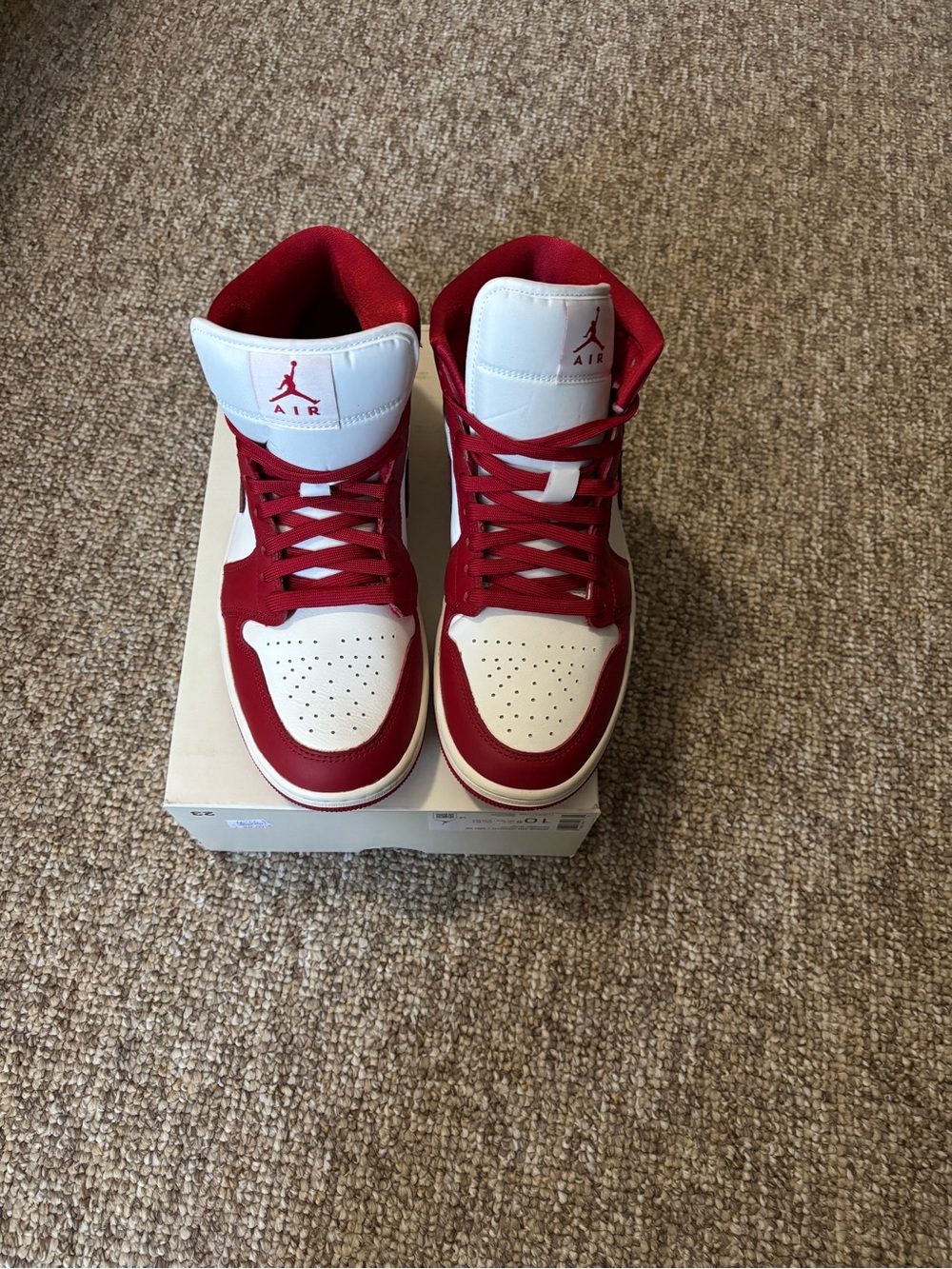 Jordan Men’s High-Top Sneakers in White and Red